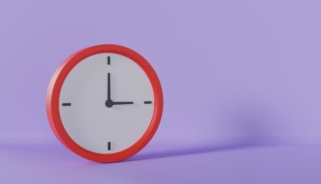 Icono de reloj analógico sobre fondo rosa