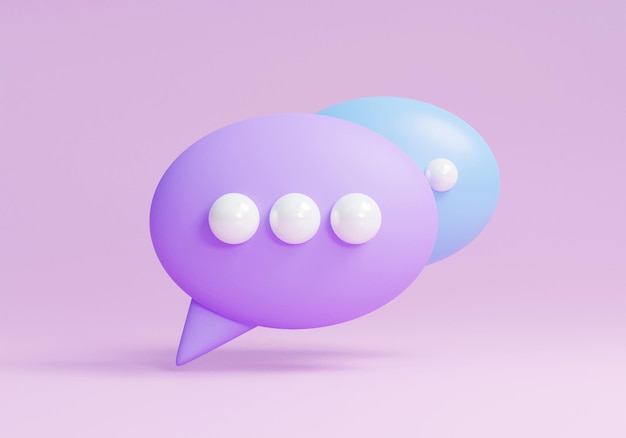 Icono de renderizado 3d de burbuja de chat de voz sobre fondo azul