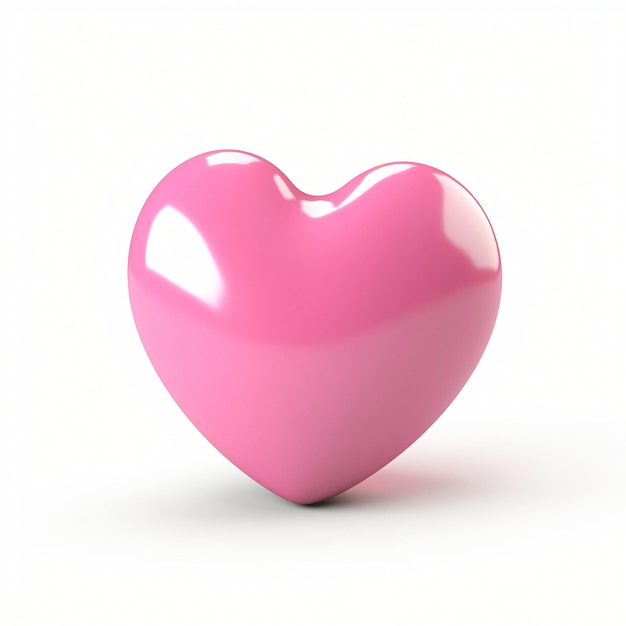 Icono de renderizado 3D de dibujos animados de corazón rosado aislado generado por IA