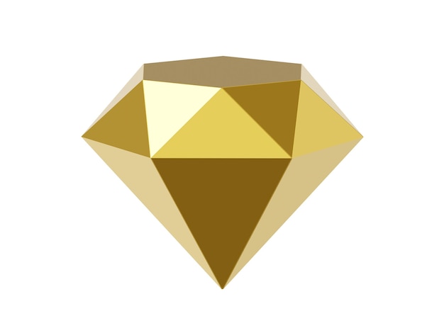 Foto icono de renderizado 3d de joyería de metal dorado de diamante sobre fondo blanco