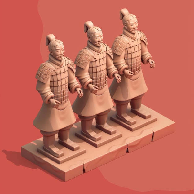 Foto icono de un renderizador isométrico en 3d de los guerreros de terra cotta