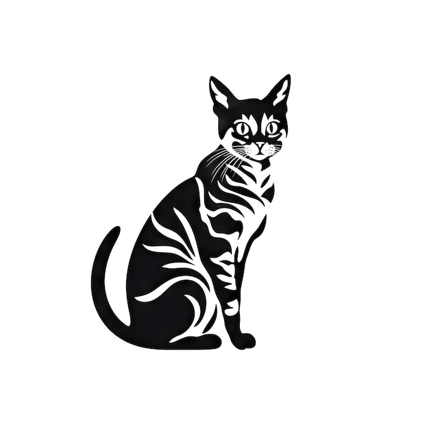 Icono de retrato de gato de Bengala mascota aislada silueta negra símbolo de gato mínimo sobre fondo blanco Ilustración generativa de AI