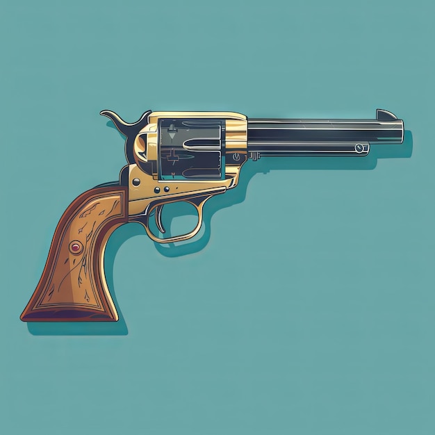 Icono de revólver plano antiguo Pistola de mano del oeste salvaje Arma retro pistola de vaquero