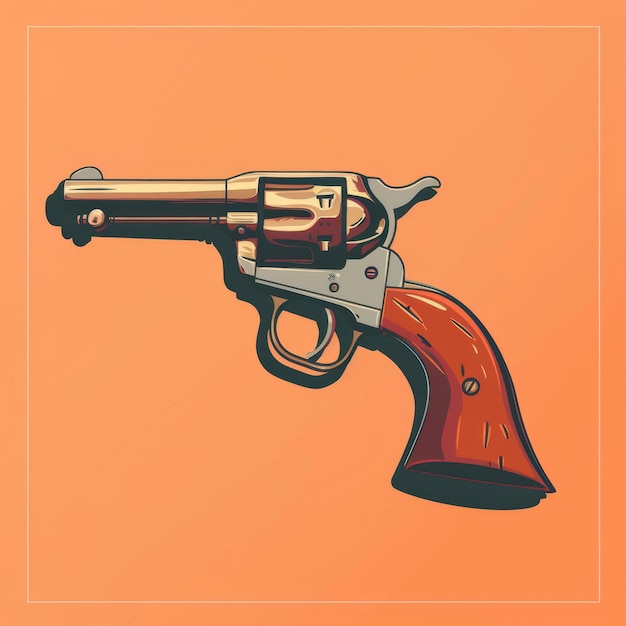 Icono de revólver plano antiguo Pistola de mano del oeste salvaje Arma retro pistola de vaquero