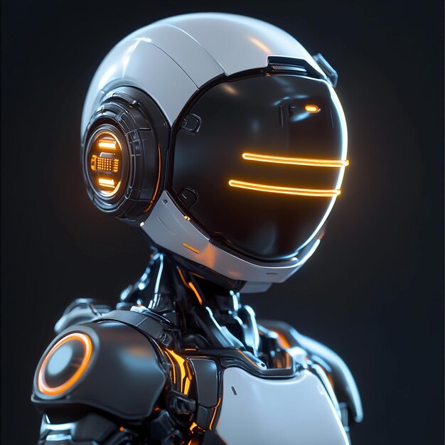 Icono de robot 3D Máquina automatizada con características humanas Ilustración del logotipo