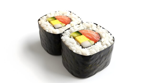 Un icono de rollo de sushi meticulosamente elaborado que representa la auténtica experiencia culinaria y gastronómica japonesa