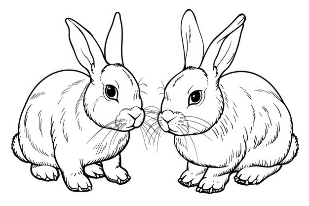 Icono sencillo del conejo de Pascua en estilo de dibujo de líneas continuas