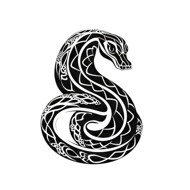 Foto icono de serpiente adornado serpiente horóscopo chino aislado símbolo de serpiente mínimo sobre fondo blanco ilustración generativa de ai