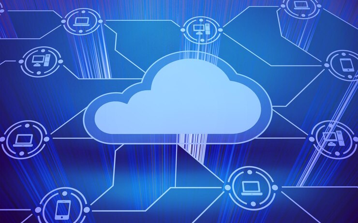 Foto icono de servicio en la nube con opciones y dispositivos