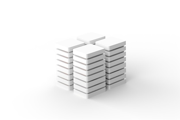 Ícono de servidor de datos 3D en un fondo blanco