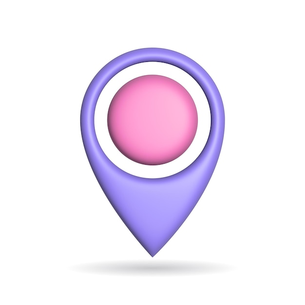 Icono de signo gps de renderizado 3d Ilustración con sombra aislada en blanco