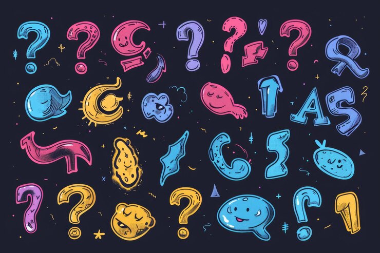 Foto el icono del signo de pregunta, el símbolo del cuestionario, el signo de interrogación, la silueta de un simple rebus, las preguntas, el emblema, el conjunto de preguntas frecuentes.