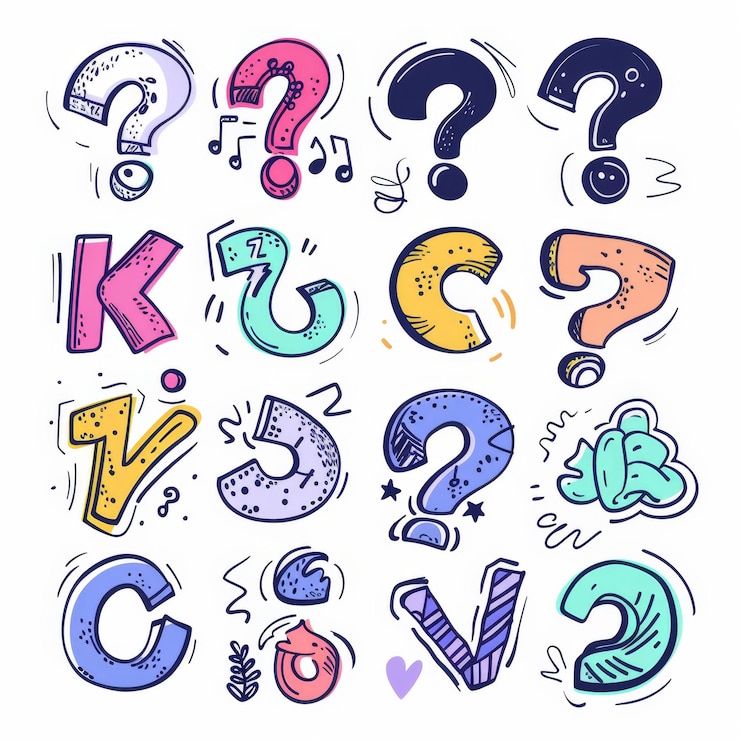 Foto el icono del signo de pregunta, el símbolo del cuestionario, el signo de interrogación, la silueta de un simple rebus, las preguntas, el emblema, el conjunto de preguntas frecuentes.