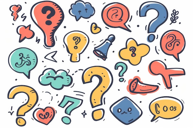 El icono del signo de pregunta, el símbolo del cuestionario, el signo de interrogación, la silueta de un simple rebus, las preguntas, el emblema, el conjunto de preguntas frecuentes.