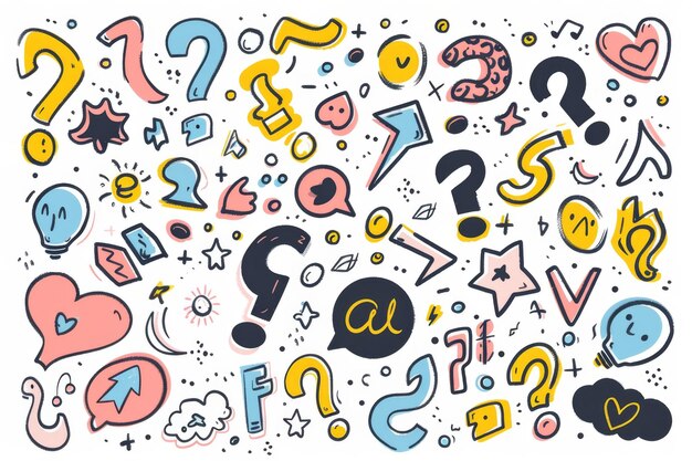 El icono del signo de pregunta, el símbolo del cuestionario, el signo de interrogación, la silueta de un simple rebus, las preguntas, el emblema, el conjunto de preguntas frecuentes.