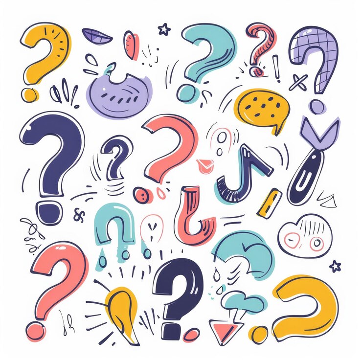 Foto el icono del signo de pregunta, el símbolo del cuestionario, el signo de interrogación, la silueta de un simple rebus, las preguntas, el emblema, el conjunto de preguntas frecuentes.
