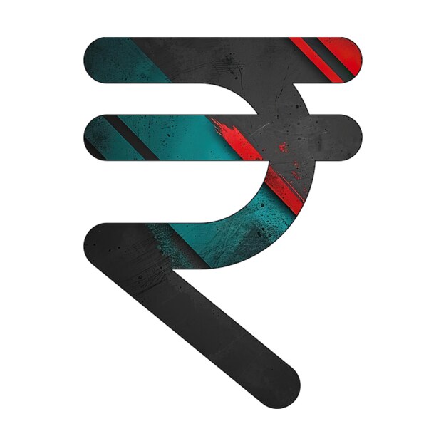 el icono del signo de la rupia india diagonal negro verde rojo
