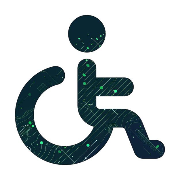 icono de silla de ruedas textura de tecnología verde