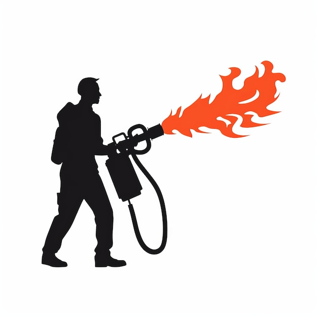 Icono de silueta de lanzallamas Elementos gráficos fuertes en fondo blanco