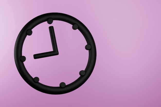 Foto icono de silueta de reloj negro con flechas 3d render