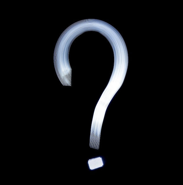 Icono de símbolo de signo de interrogación usando técnica de pintura de luz