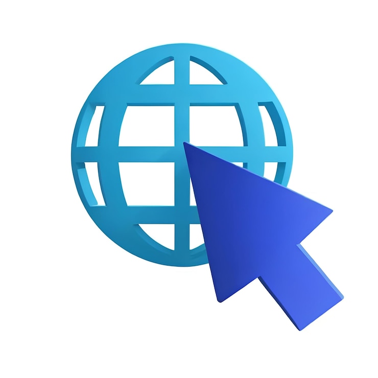Foto icono de sitio web en 3d azul
