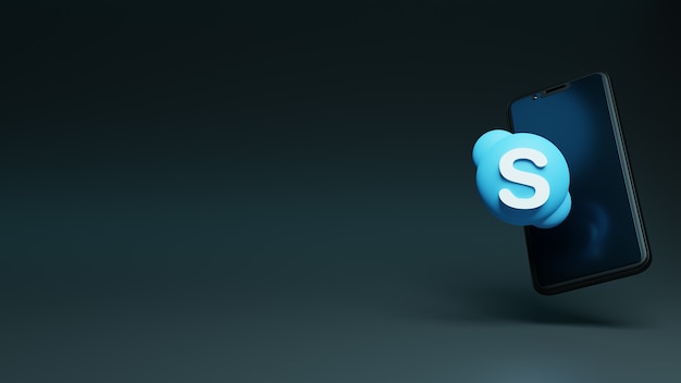 Foto icono de skype 3d con teléfono inteligente android