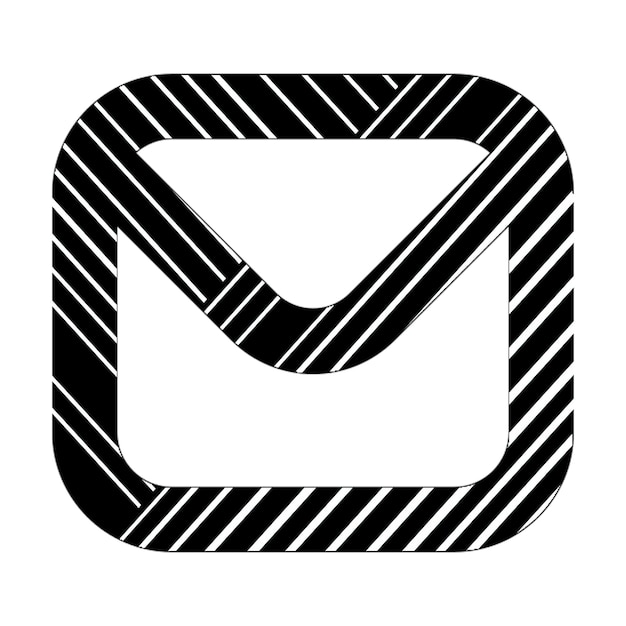 Foto icono del sobre líneas diagonales blancas y negras