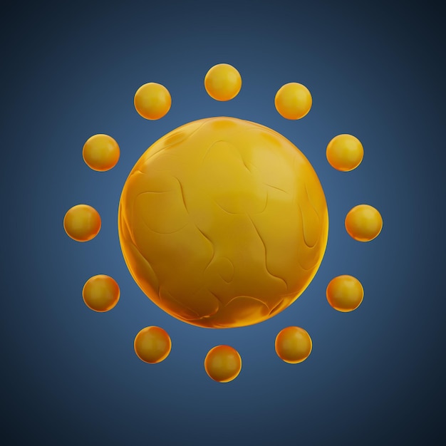 Icono de sol de vacaciones Premium Representación 3d sobre fondo aislado