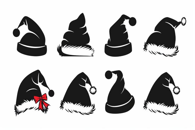 Icono del sombrero de Papá Noel Sombrero de Santa Claus Sombrero rojo símbolo del disfraz navideño sombrero plano en blanco