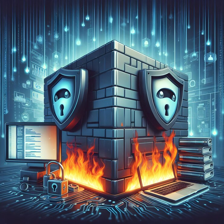Foto icono de spyware y concepto de cortafuegos para la defensa contra el acceso no autorizado perfecto para ve aislado