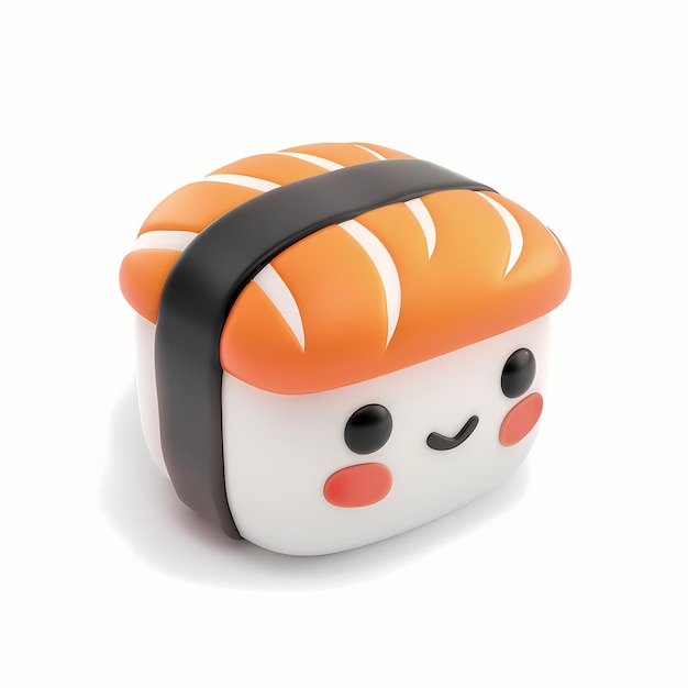 icono de sushi lindo renderizado en 3D de fondo blanco IA generativa