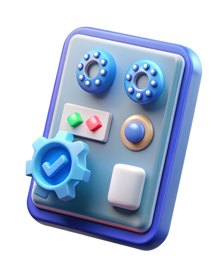 Foto icono de tableta 3d con ia holográfica y iconos de control de calidad que se deslizan en la pantalla escena de escritorio minimalista con brillo