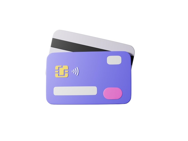 Icono de tarjeta de crédito 3D aislado sobre fondo blanco 3D Render ilustración