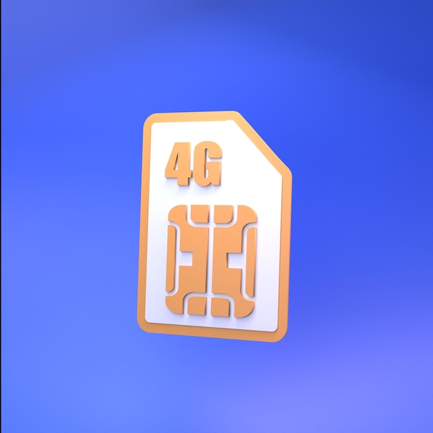 Icono de tarjeta SIM con soporte 4g Concepto de comunicación móvil 3d render