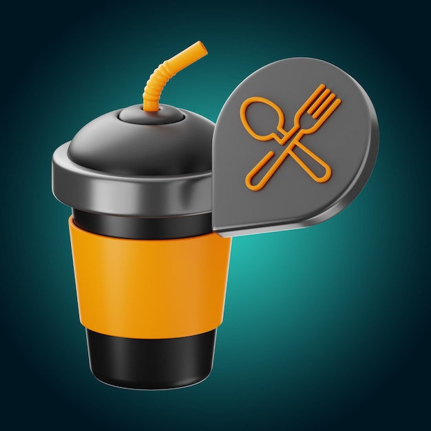 Icono de taza de café de entrega de comida premium Representación 3d sobre fondo aislado