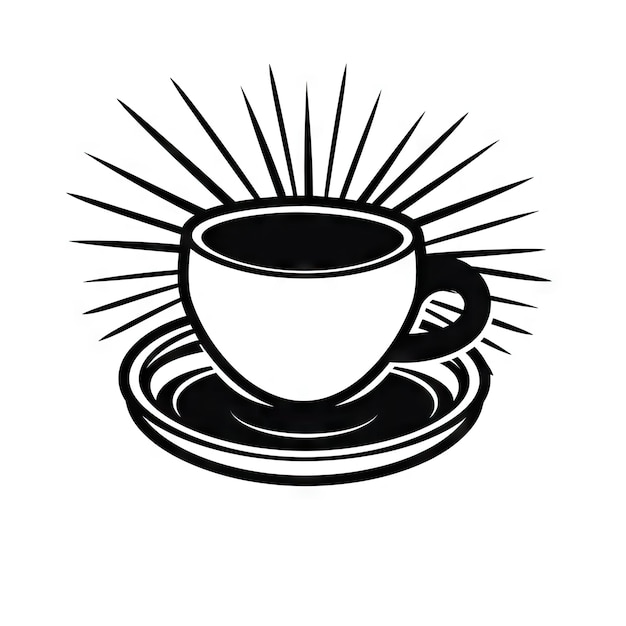 Icono de taza de café Minimal Cafe Mug Tea Signo de bebida Símbolo de taza de café caliente negro Silueta con humo en fondo blanco Ilustración generativa de IA