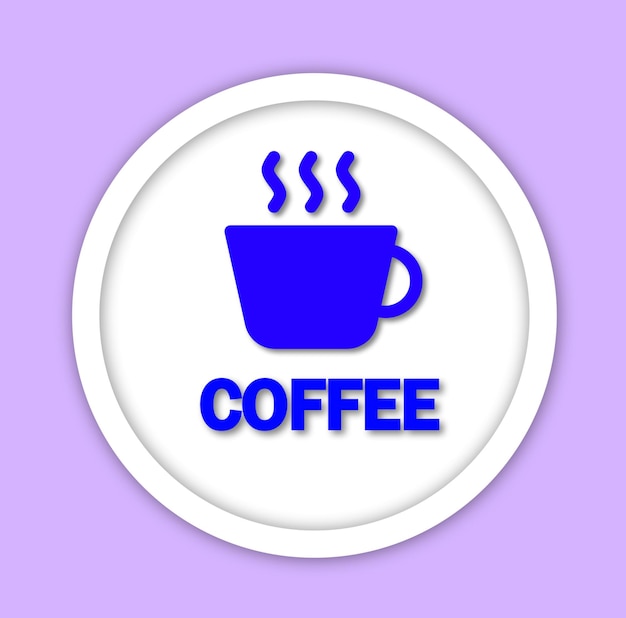 Foto icono de taza de café minimalista con vapor en un fondo púrpura