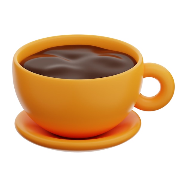 Icono de taza de café de Office Premium Representación 3d sobre fondo aislado