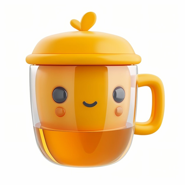 El icono de té lindo 3D hace que el fondo blanco sea generativo de IA