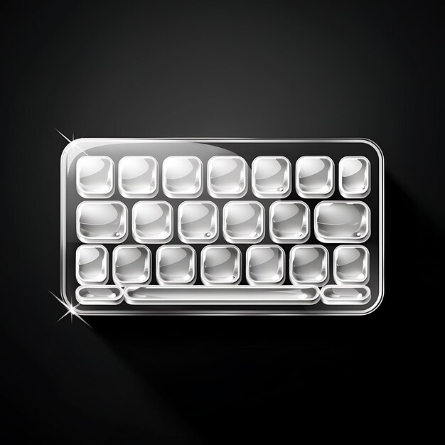 Foto icono de teclado brillante de cristal con frost con contorno minimalista de recurso de la web y2k