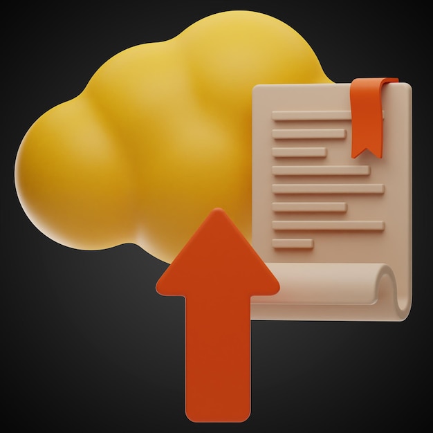 Icono de tecnología en la nube representación 3d sobre fondo aislado