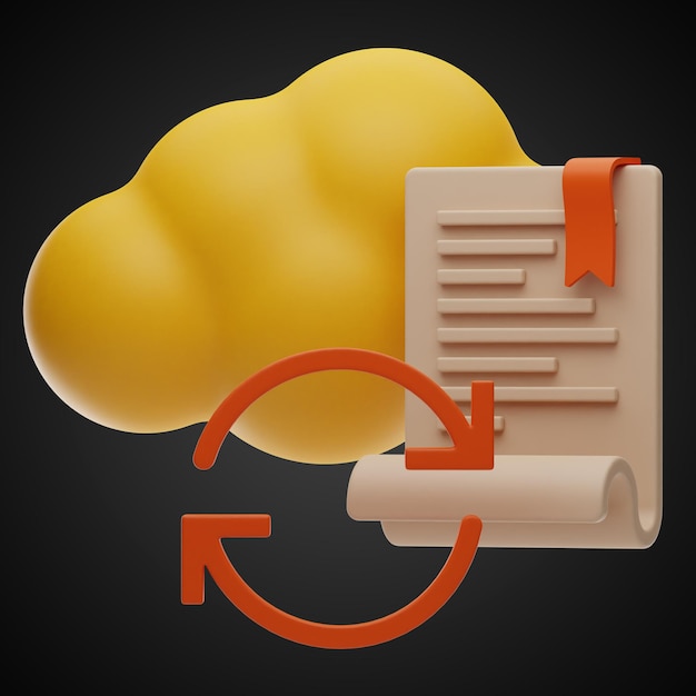 Icono de tecnología en la nube representación 3d sobre fondo aislado