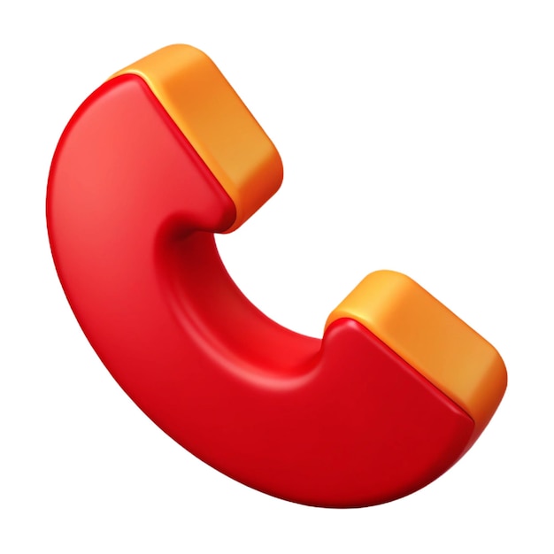 Icono de teléfono 3D rojo y naranja