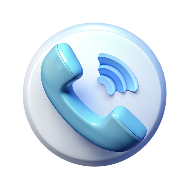 Icono de teléfono azul 3D con señal Wi-Fi