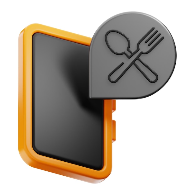 Icono de teléfono de entrega de comida premium representación 3d sobre fondo aislado