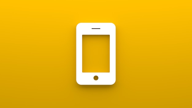Foto icono de teléfono minimalista representación 3d de un icono plano sobre un fondo amarillo