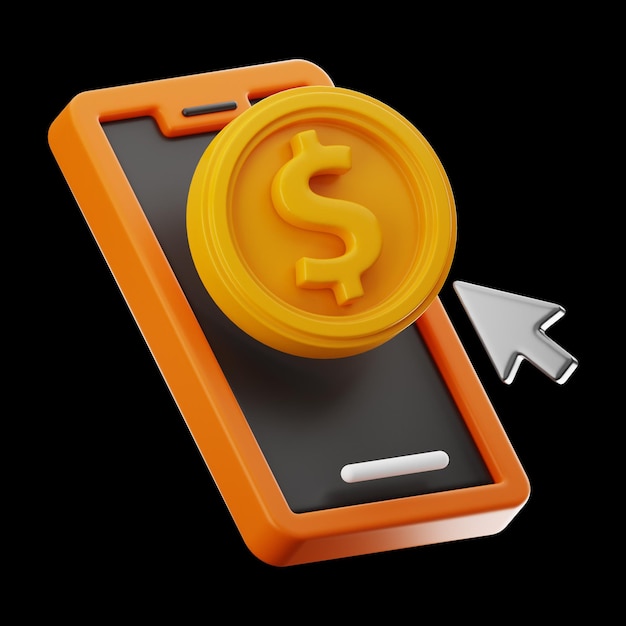 Icono de teléfono de moneda de dólar de finanzas premium representación 3d sobre fondo aislado