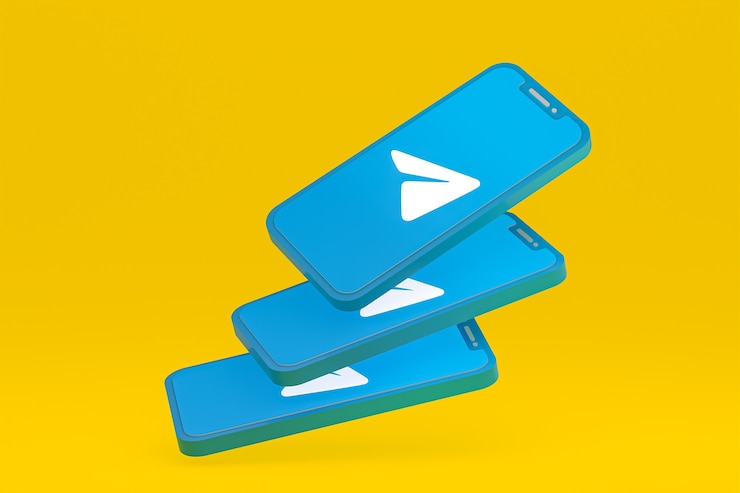 Foto icono de telegrama en la pantalla del teléfono inteligente o teléfono móvil 3d render