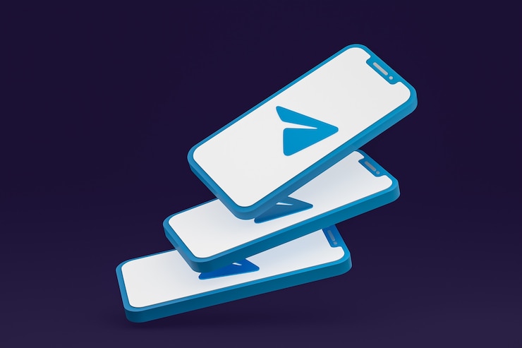 Foto icono de telegrama en la pantalla del teléfono inteligente o teléfono móvil 3d render